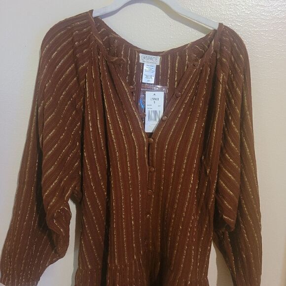 NWT L*Space Vida Button Tassel Tie Brown Gold Rare Color Dress Women's Small - Picture 9 of 11